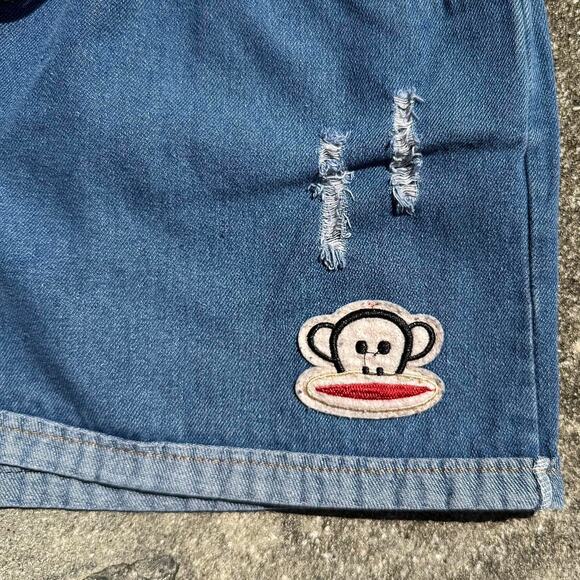 Paul Frank Y2K Denim Drawstring Shorts Julius Monkey Patch Medium - Picture 5 of 8